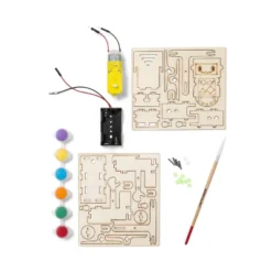 Create-Your-Own Wood Walking Robot Kit - Mondo Llama™: DIY Science Craft With Paint & Brush, Ages 14+, Requires 2 AA Batteries