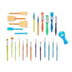 25pc Mixed Media Tools Set - Mondo Llama™: Artist Paint Brushes & Applicators, Nylon & Wood, Multicolor, 7" Length
