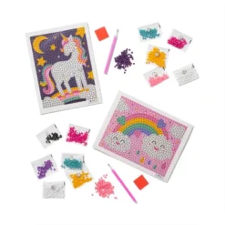 2pk 6''X6'' Gem Art Poster Unicorn/Rainbow - Mondo Llama™: DIY Gemstone Craft Kit For Kids, Ages 6+