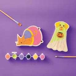 2ct Halloween Craft Wood Dog And Cat Painting Kit - Mondo Llama™