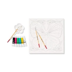 11''x11" Paint-Your-Own Canvas Craft Kit Butterfly - Mondo Llama™: DIY Art Kit With Paint, Tray, Brushes, Canvas Boards