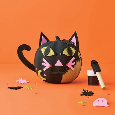 Halloween Craft Embellished Paper Mache Cat Pumpkin Painting Kit - Mondo Llama™ 1 Halloween Craft Embellished Paper Mache Cat Pumpkin Painting Kit - Mondo Llama™