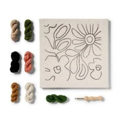 Punch Needling Canvas Kit - Mondo Llama™: Needle Punch Craft Kit For Adults, Includes Yarn & Needle, Art & Design Theme
