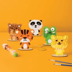 5ct Wooden Animals Painting And String Art Craft Kit - Mondo Llama™