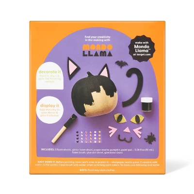 Halloween Craft Embellished Paper Mache Cat Pumpkin Painting Kit - Mondo Llama™ 3 Halloween Craft Embellished Paper Mache Cat Pumpkin Painting Kit - Mondo Llama™ - Image 3