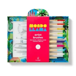 10pc Artist Paintbrush Set - Mondo Llama™: Nylon & Wood, Watercolor, Oil, Tempera, Acrylic, Bright, Fan, Round, Angle -Mondo Llama Shop GUEST b0db9259 02ff 4bd6 8127 014aa2692d1c
