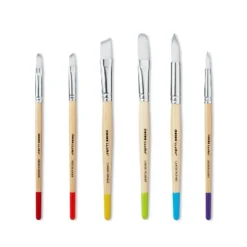 6pc Artist Paintbrush Set - Mondo Llama™: Nylon & Wood, Watercolor, Oil, Acrylic, Tempera, Filbert, Angle, Round