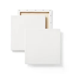 2pk 10"x10" Stretched Canvas White - Mondo Llama™: Art Canvases To Paint On, 1.26" Depth, Pack Of 2