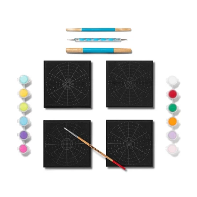 4'' X 4'' 4pk Paint-Your-Own Canvas Kit Mandalas - Mondo Llama™ 1 4'' X 4'' 4pk Paint-Your-Own Canvas Kit Mandalas - Mondo Llama™