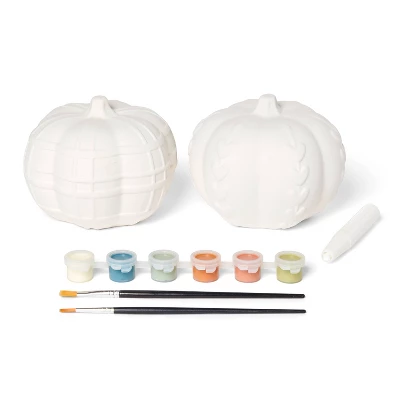 2ct Halloween Craft Ceramic Pumpkin Painting Kit - Mondo Llama™ 2 2ct Halloween Craft Ceramic Pumpkin Painting Kit - Mondo Llama™ - Image 2